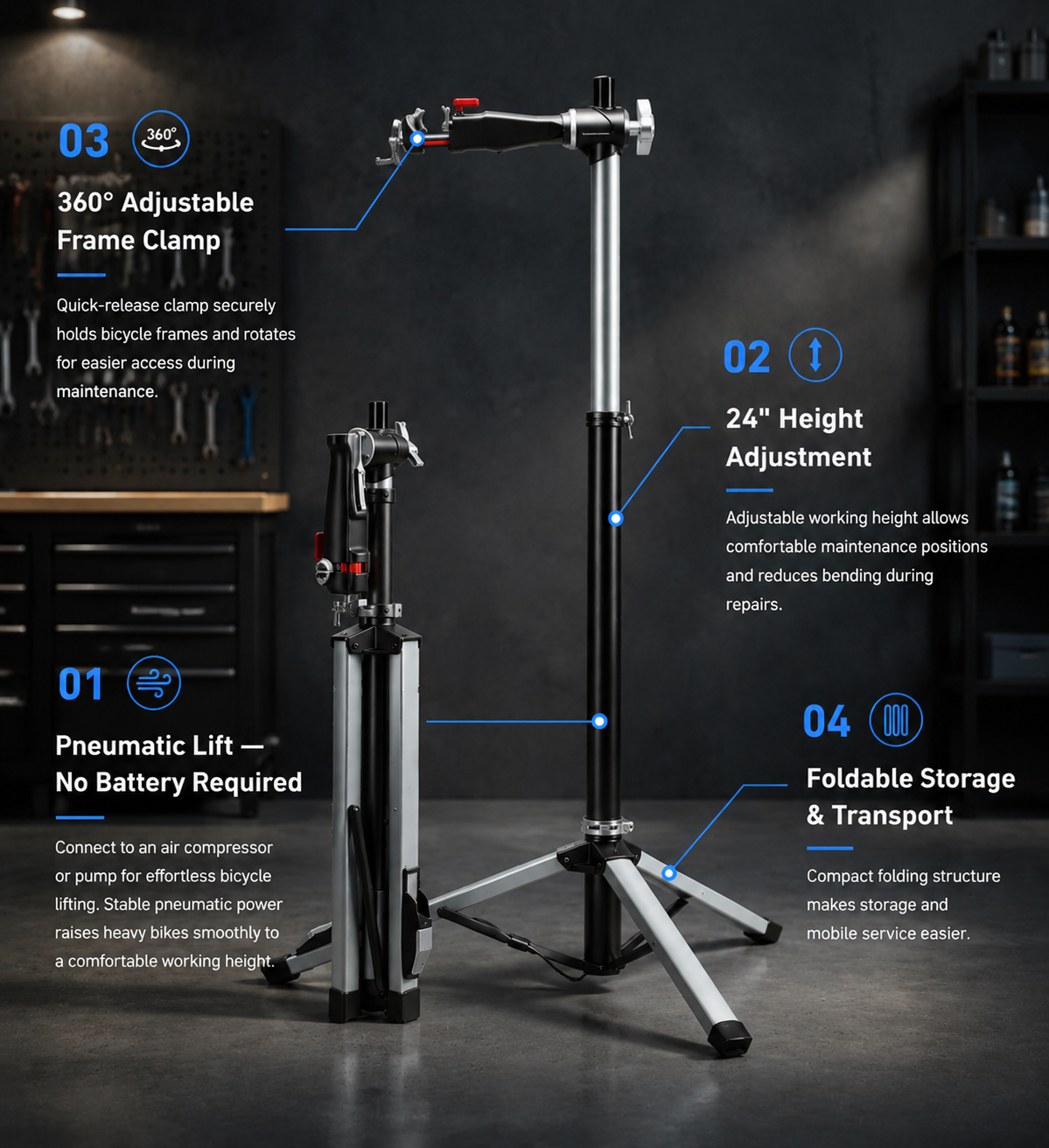 AeroLift A100™ Pneumatic Bike Service Stand