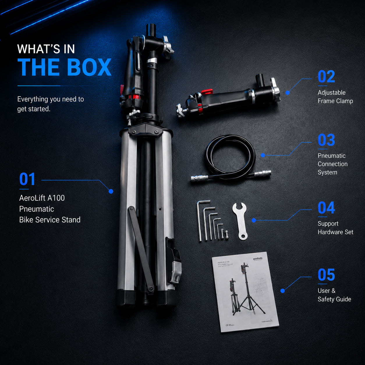 AeroLift A100™ Pneumatic Bike Service Stand
