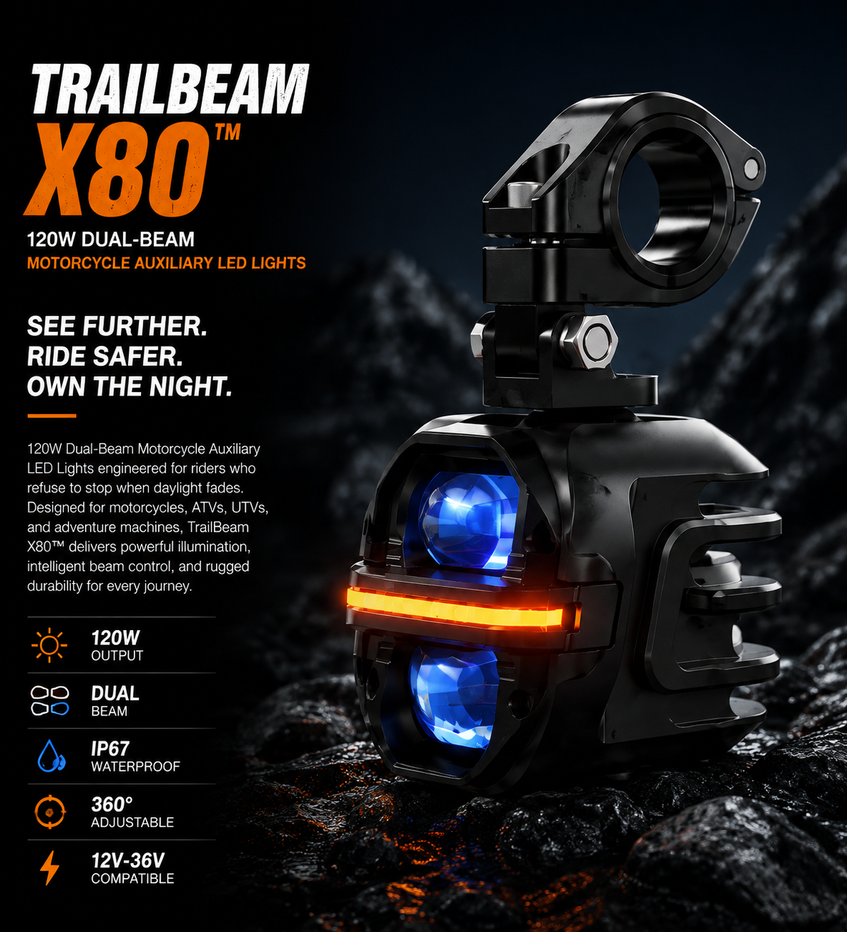 TrailBeam X80™ Motorcycle Lighting