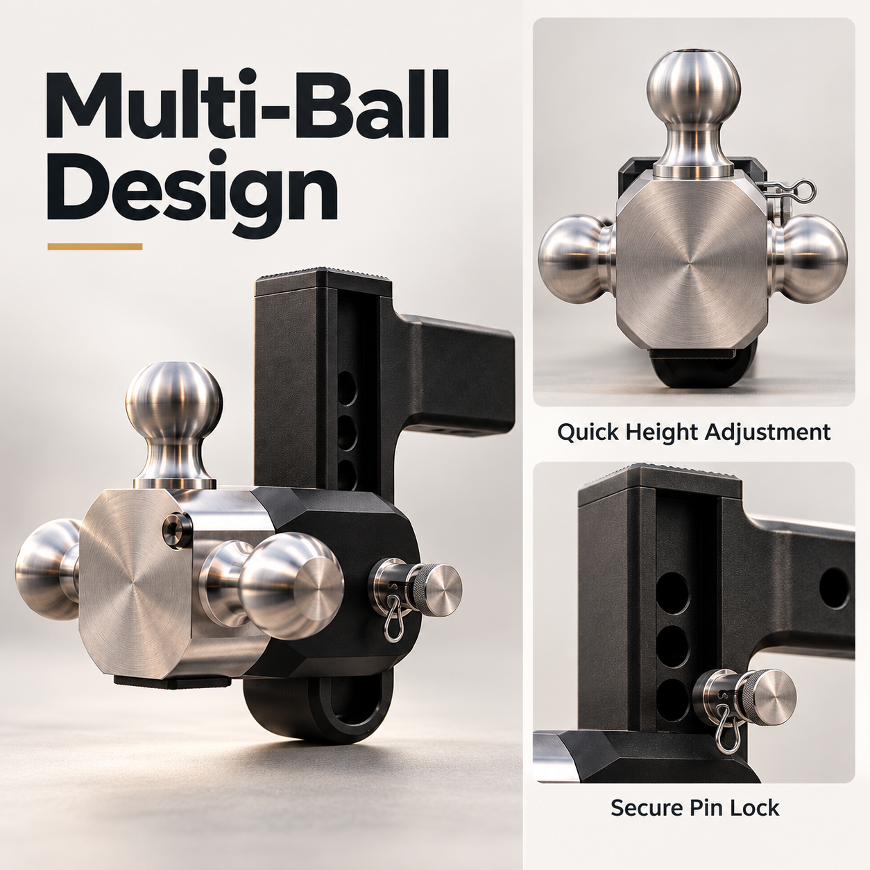 Heavy-Duty Rotating Multi-Ball Trailer Hitch