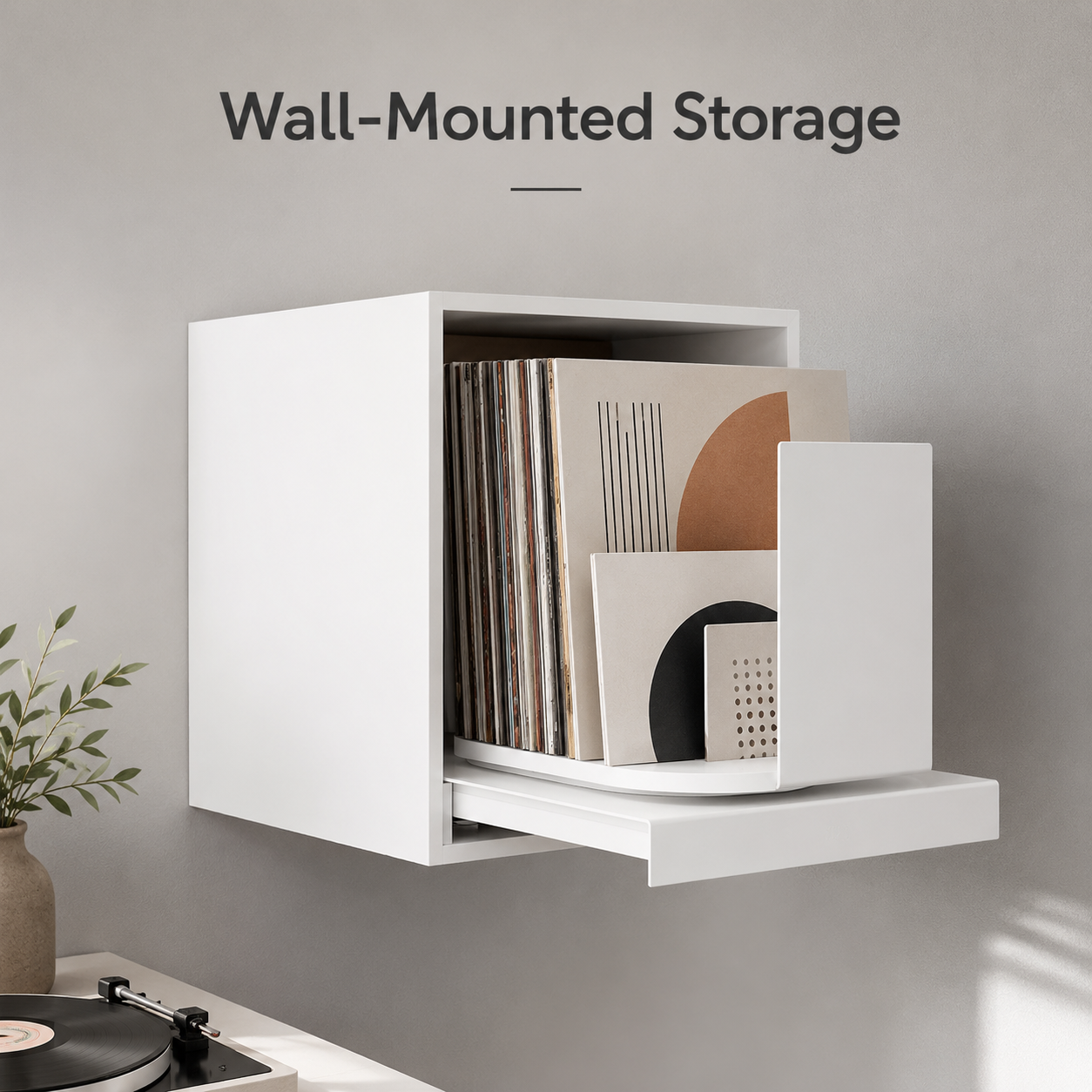 360° Rotating Vinyl Record Display Cabinet