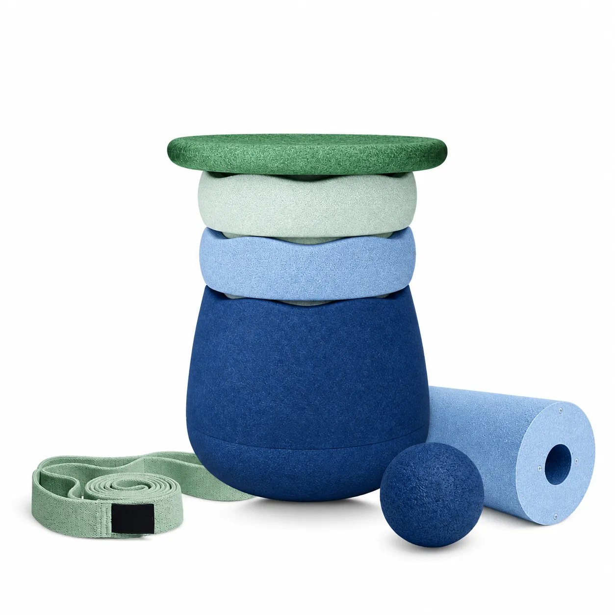 Complete modular balance mobility and recovery set on white background