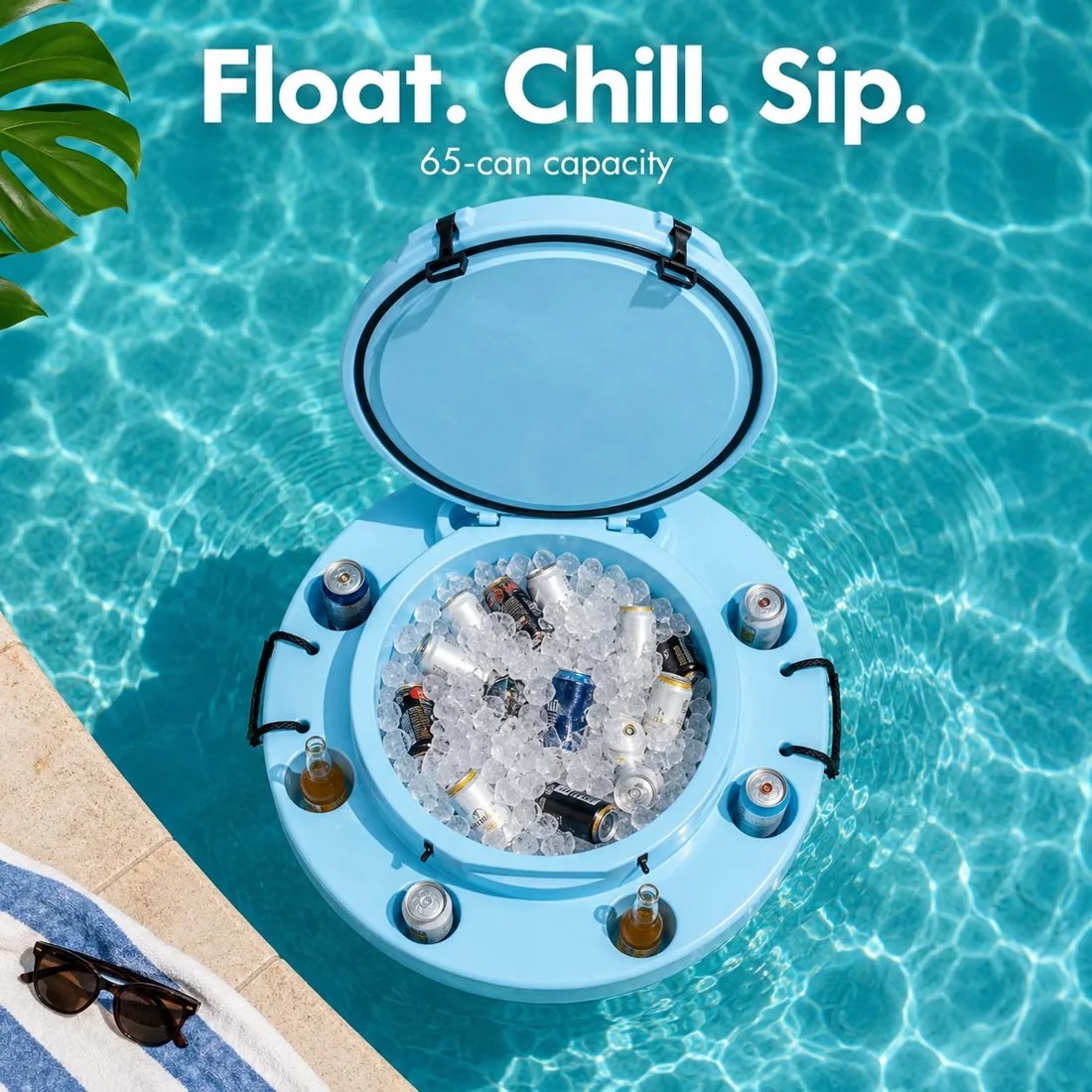 Floating beverage bar in a swimming pool