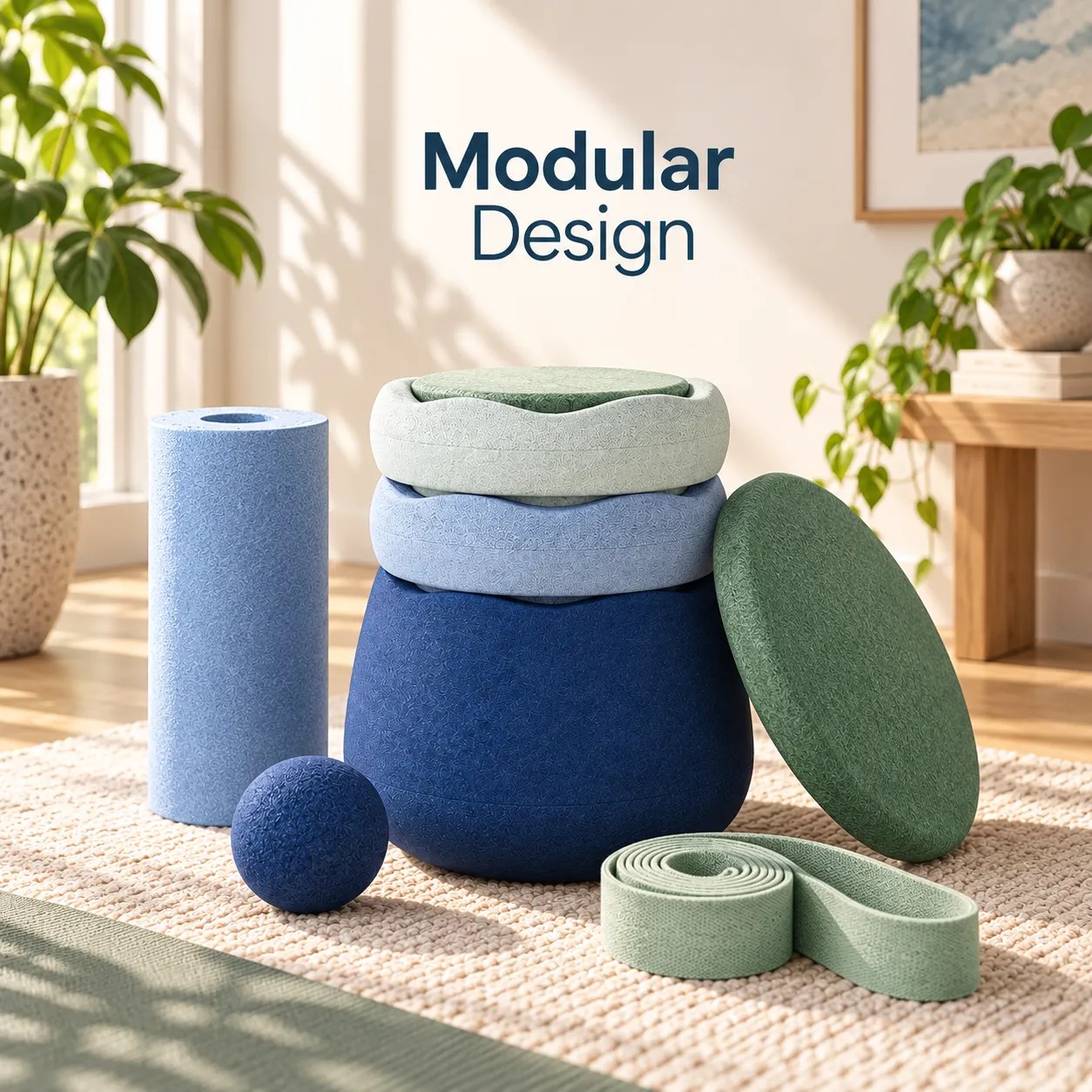 Modular design showing all main components arranged in a bright home interior