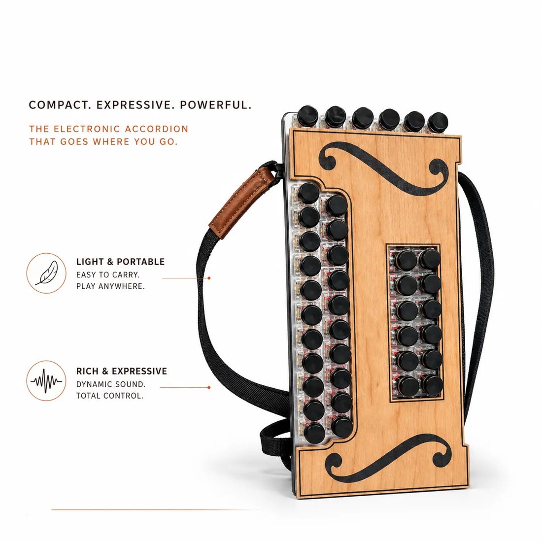 Feature overview of compact electronic accordion