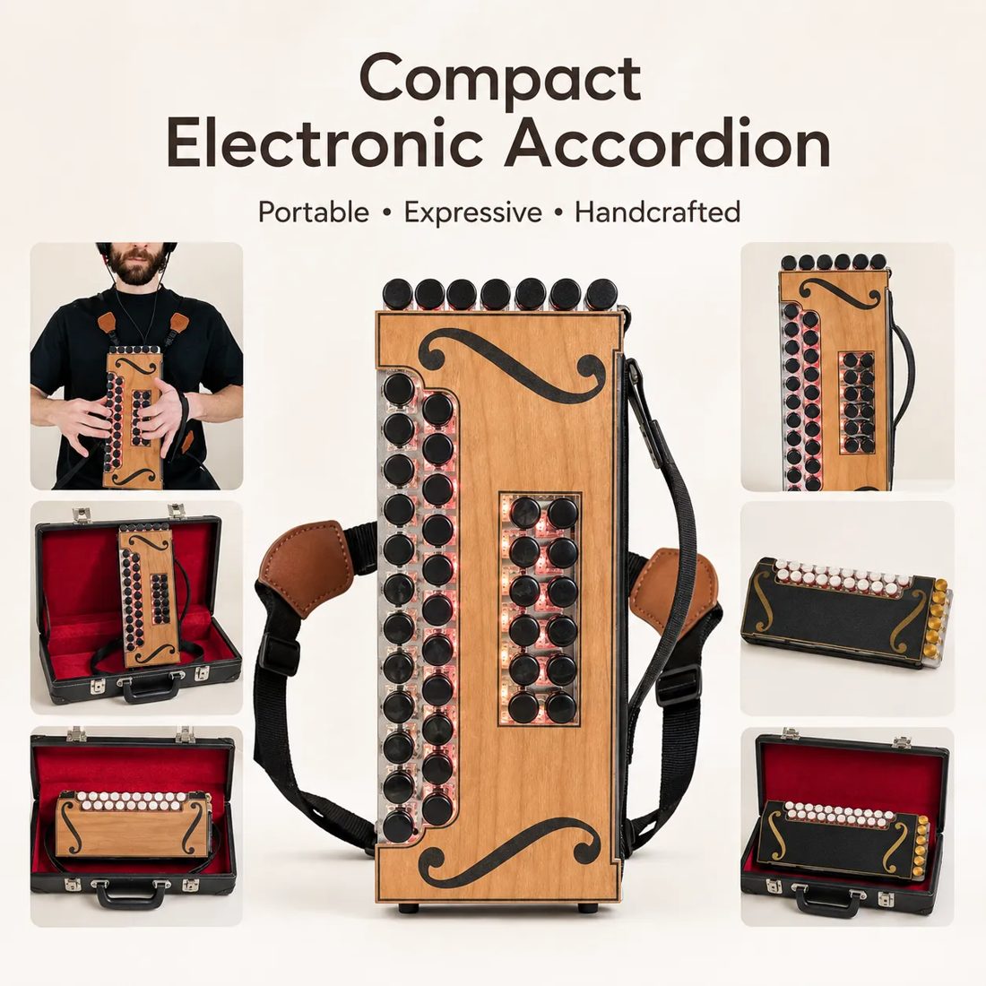 Man playing the portable electronic accordion