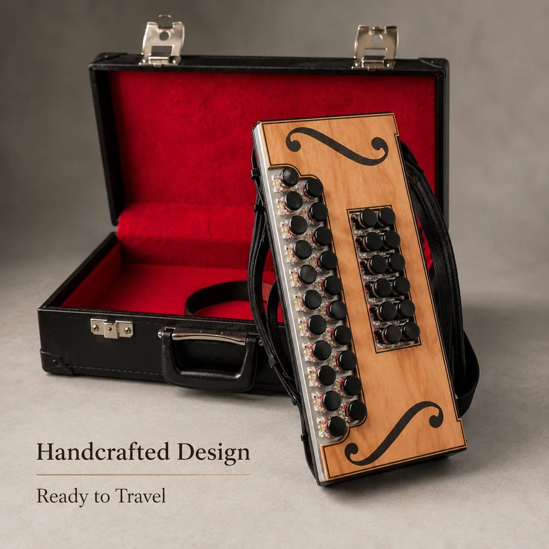 Portable electronic accordion with carry case