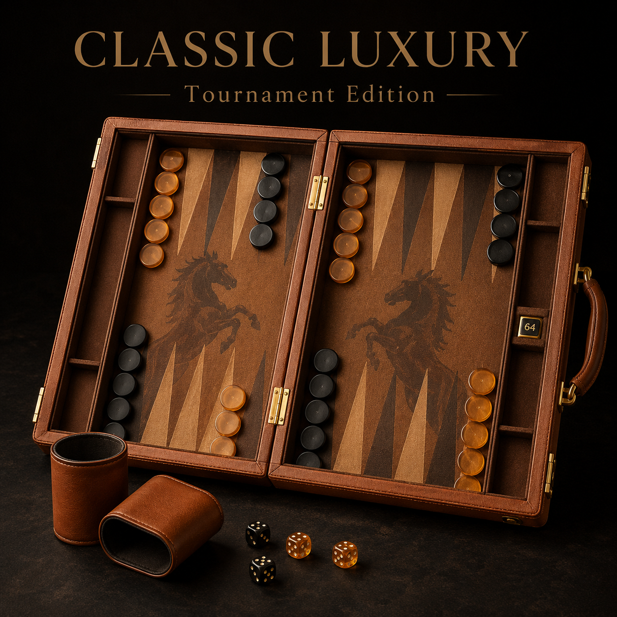 Leather wood premium backgammon set