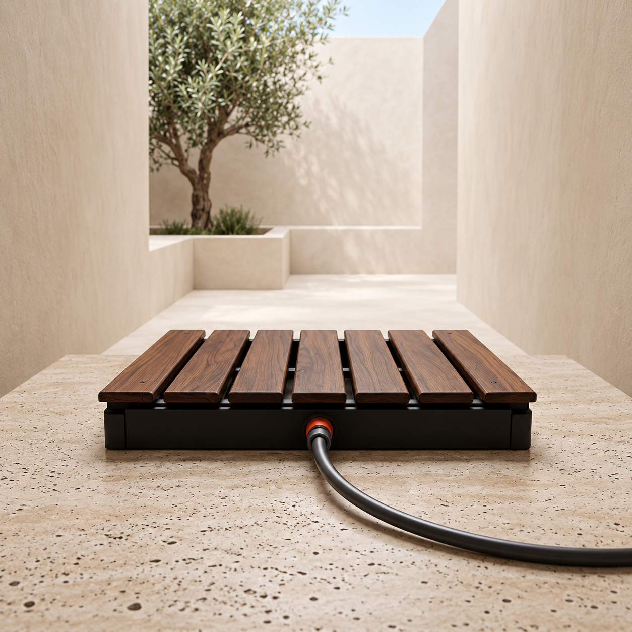 Portable Step-Activated Outdoor Shower Platform