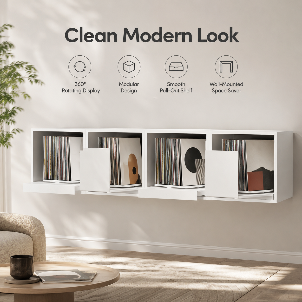 360° Rotating Vinyl Record Display Cabinet