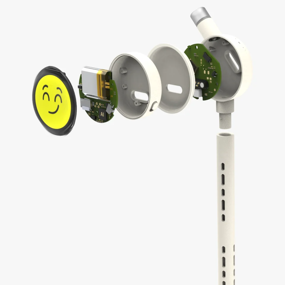 Exploded view of smart plant care sensor components
