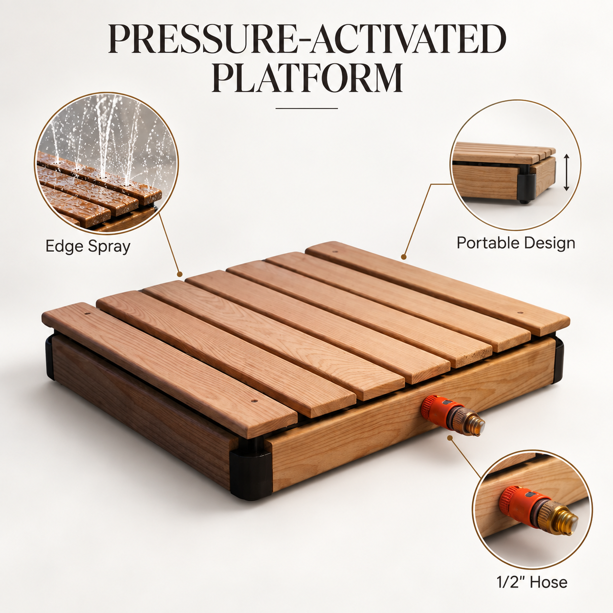 Portable Step-Activated Outdoor Shower Platform