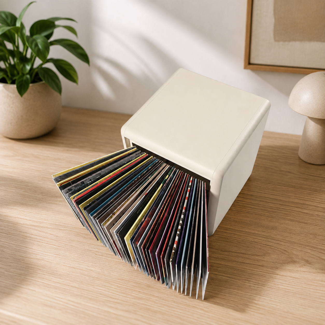 Premium Fan-Opening Vinyl Record Storage Cabinet