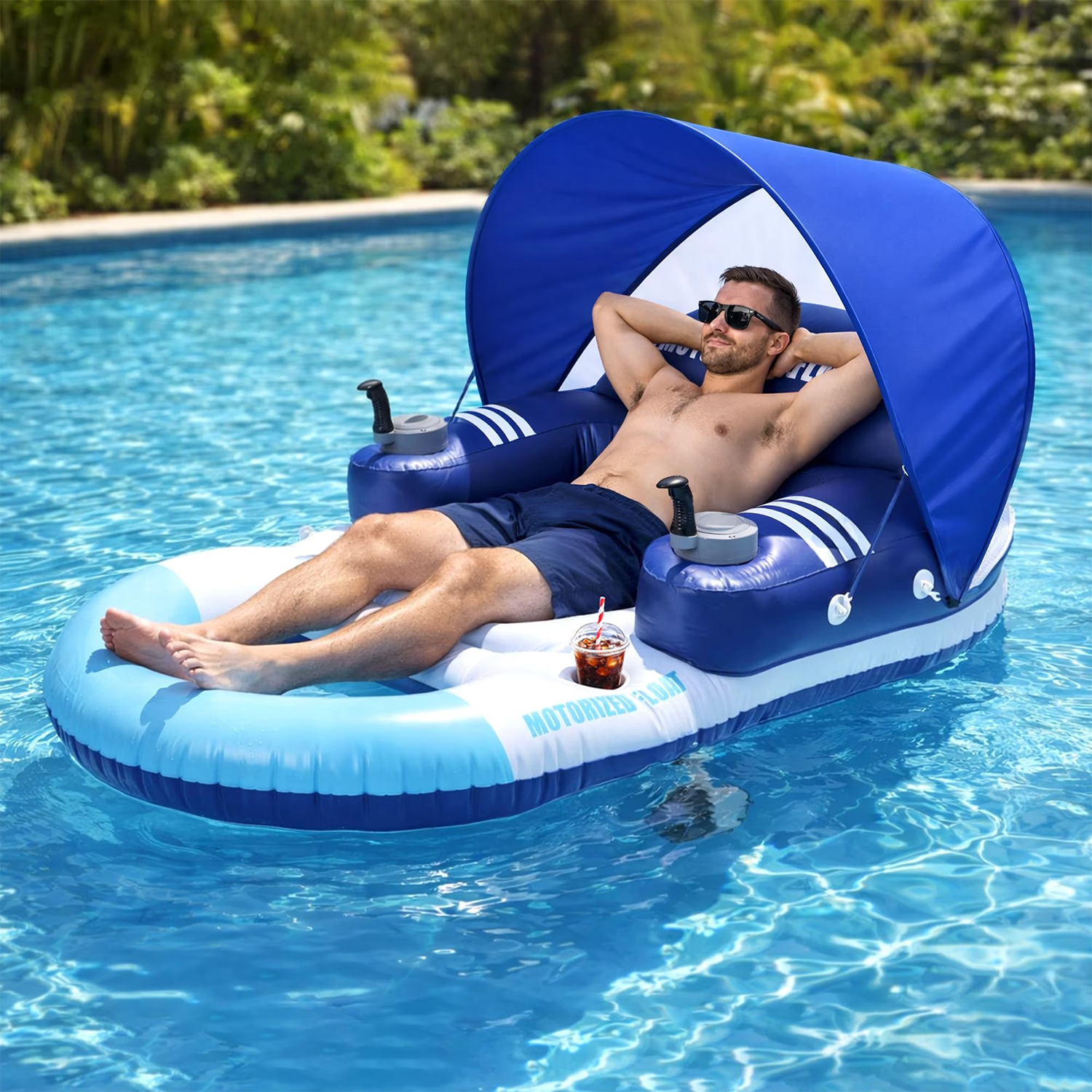 Electric pool float with canopy