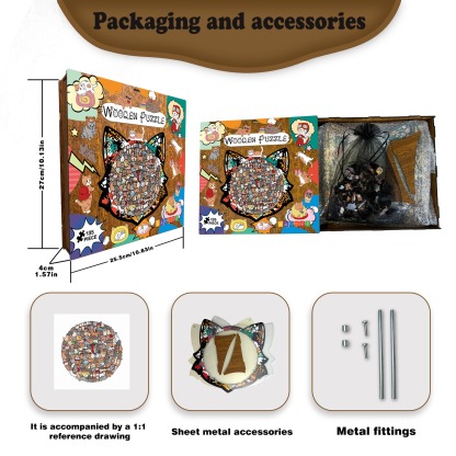 135-Piece Wooden Cat Shaped Puzzle | Cute Kitten Jigsaw for Kids & Adults | Unique Animal Decor