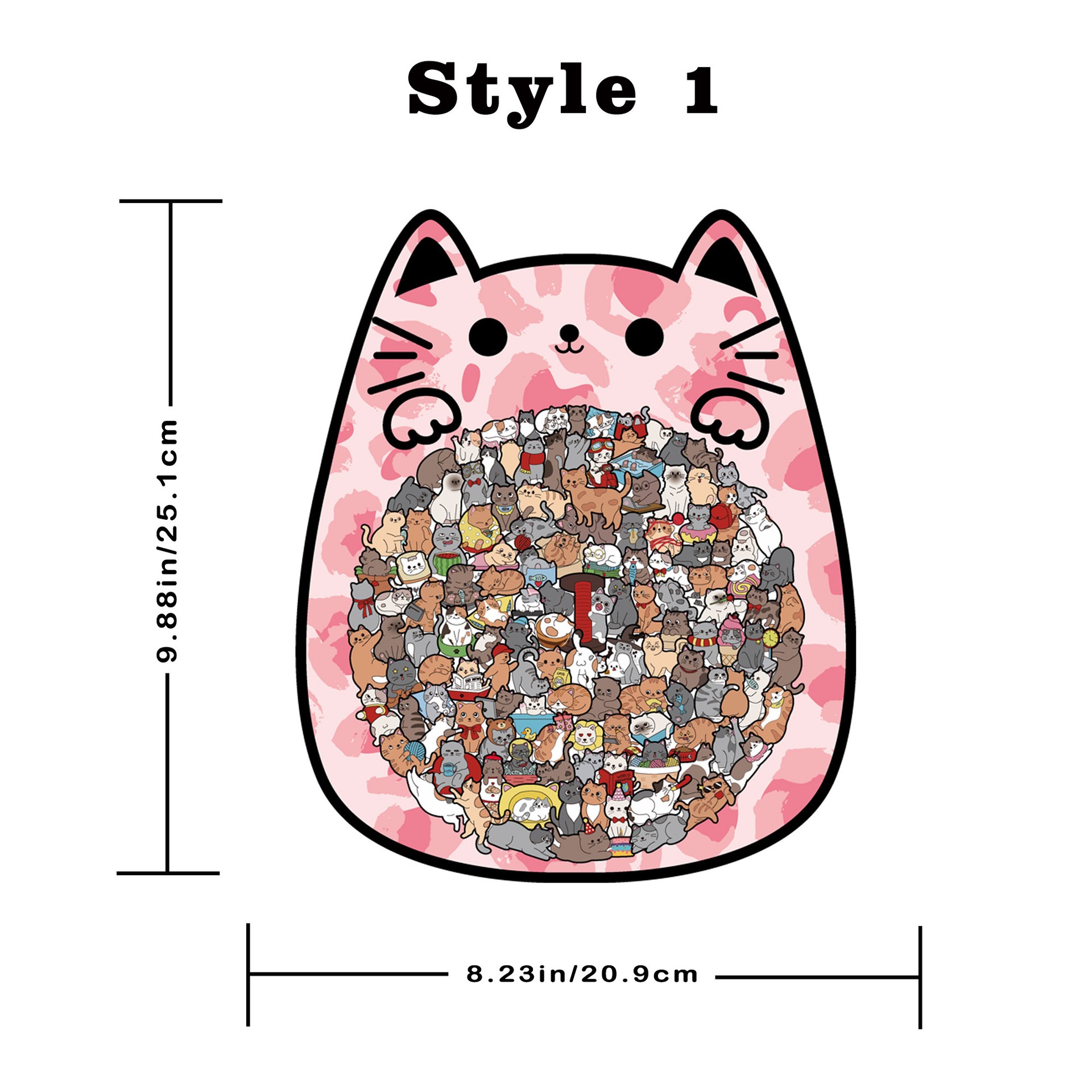 135-Piece Wooden Cat Shaped Puzzle | Cute Kitten Jigsaw for Kids & Adults | Unique Animal Decor