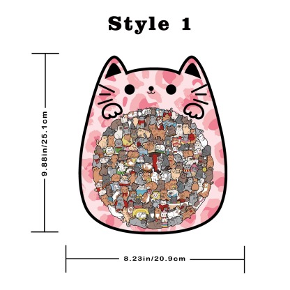 135-Piece Wooden Cat Shaped Puzzle | Cute Kitten Jigsaw for Kids & Adults | Unique Animal Decor