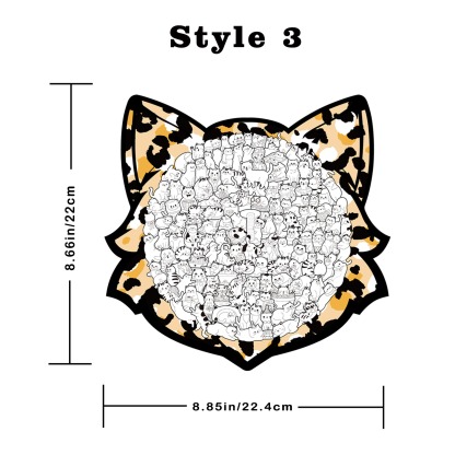 135-Piece Wooden Cat Shaped Puzzle | Cute Kitten Jigsaw for Kids & Adults | Unique Animal Decor