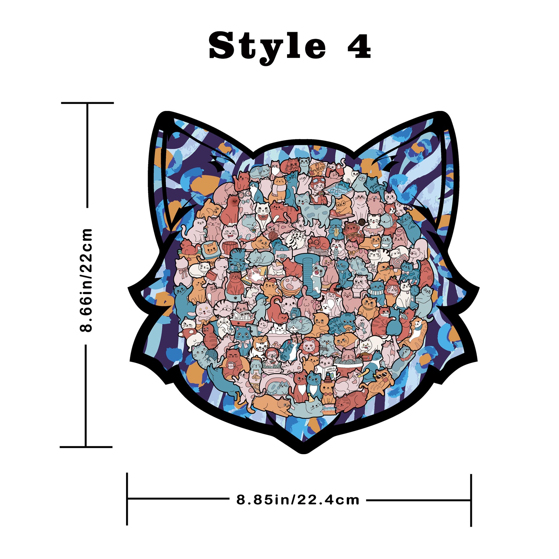 135-Piece Wooden Cat Shaped Puzzle | Cute Kitten Jigsaw for Kids & Adults | Unique Animal Decor