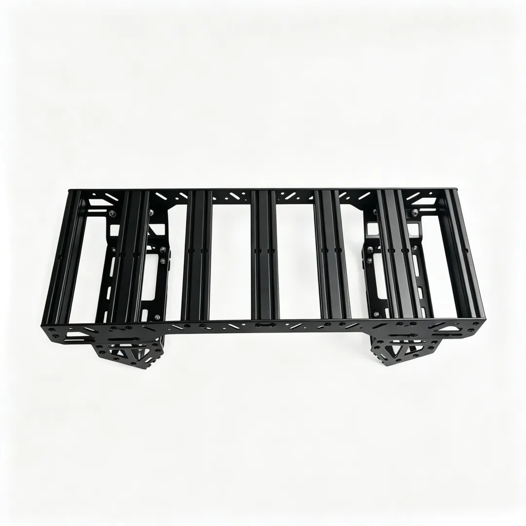 Top view of adjustable aluminum cargo rack