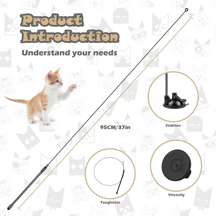 Interactive cat toy with natural bird feathers