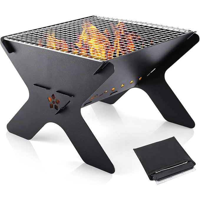 Portable folding charcoal barbecue grill