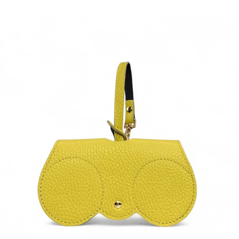 Peanut-colored grained leather eyeglass case