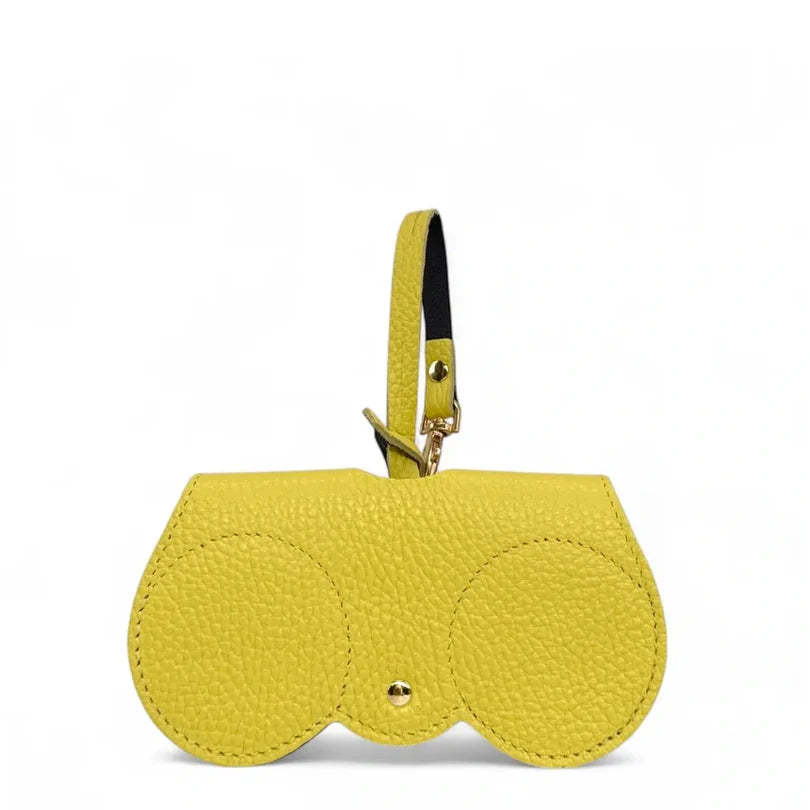 Peanut-colored grained leather eyeglass case