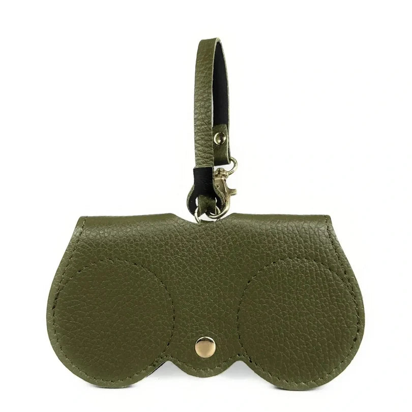 Peanut-colored grained leather eyeglass case