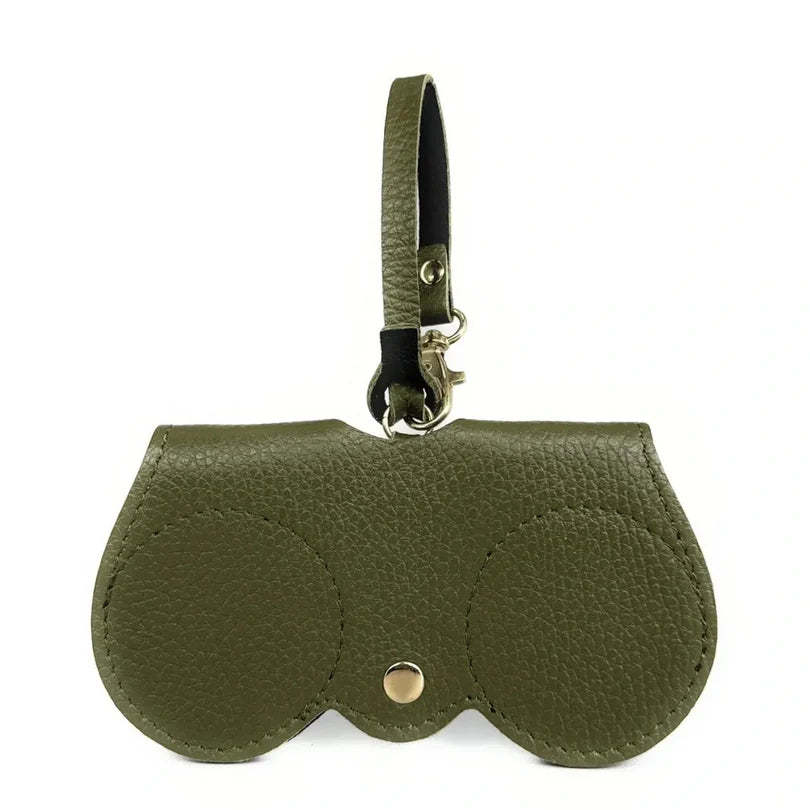 Peanut-colored grained leather eyeglass case