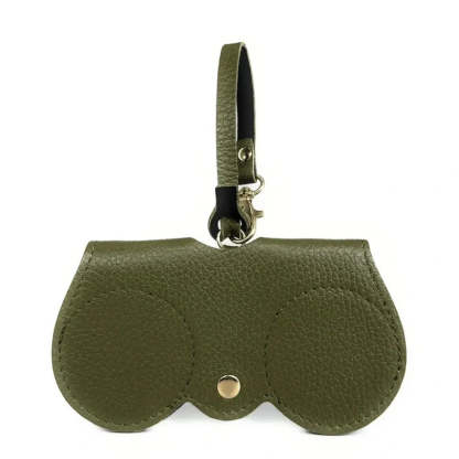 Peanut-colored grained leather eyeglass case