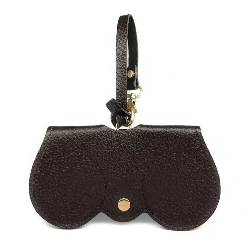 Peanut-colored grained leather eyeglass case