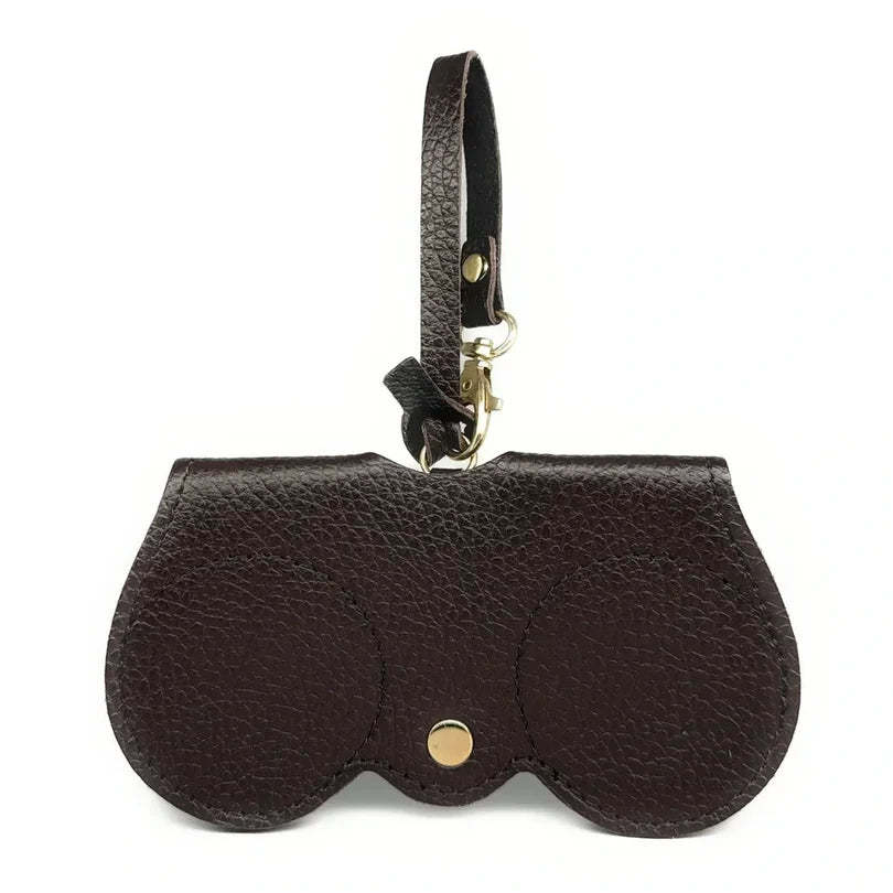Peanut-colored grained leather eyeglass case