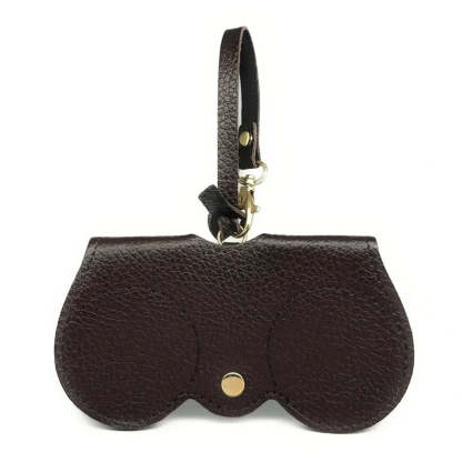 Peanut-colored grained leather eyeglass case