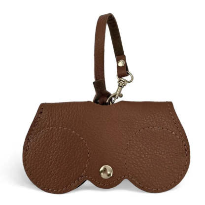 Peanut-colored grained leather eyeglass case