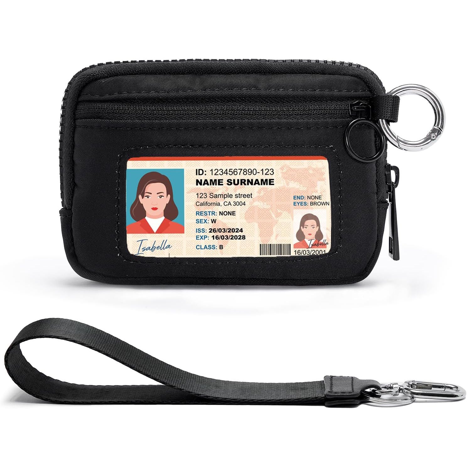 Keychain Wallet for Women – Mini Zip Card Holder with ID Window & Coin Purse