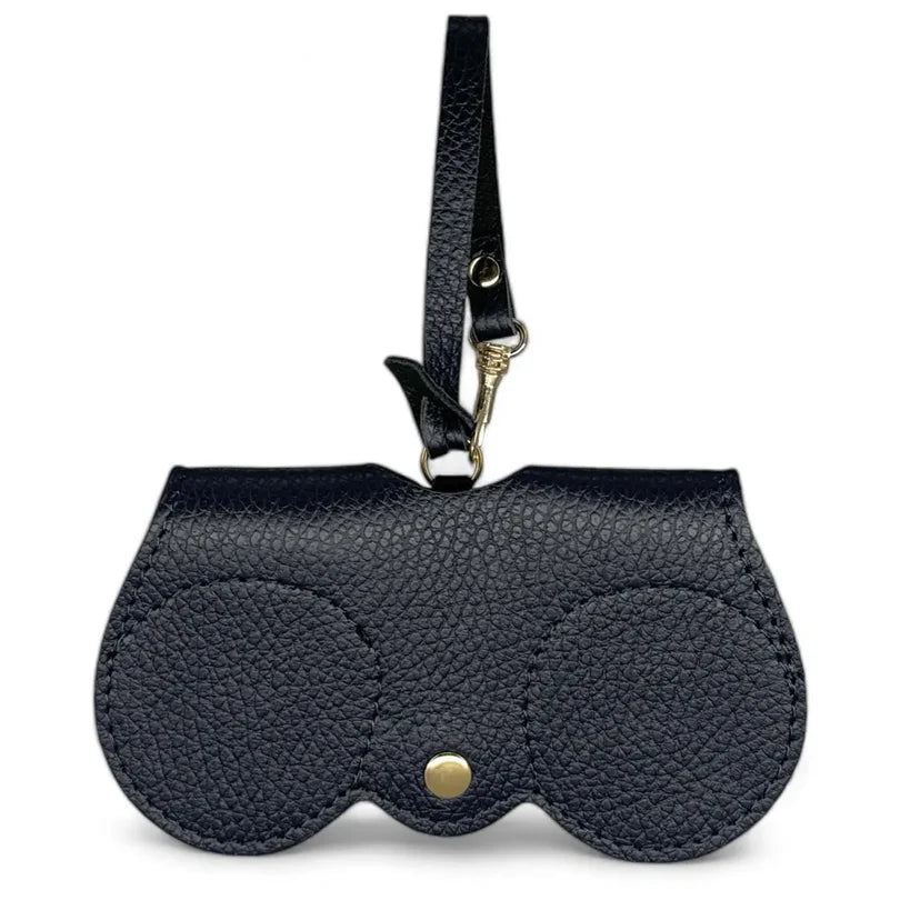 Peanut-colored grained leather eyeglass case