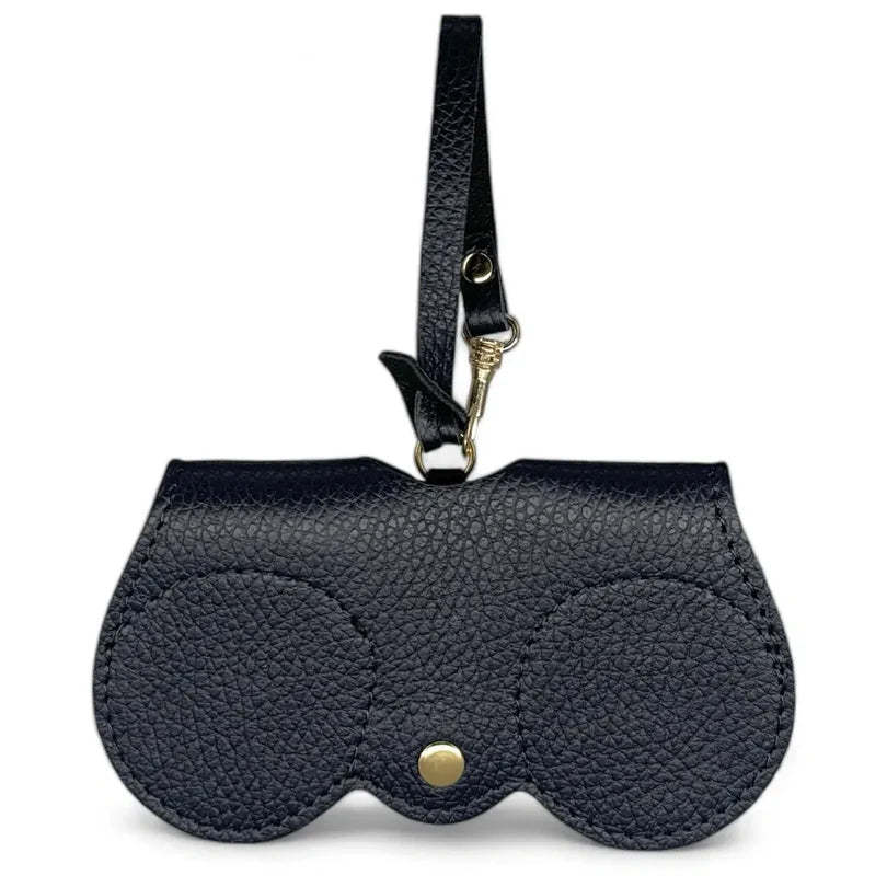 Peanut-colored grained leather eyeglass case