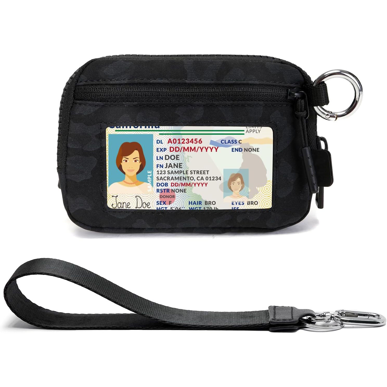 Keychain Wallet for Women – Mini Zip Card Holder with ID Window & Coin Purse