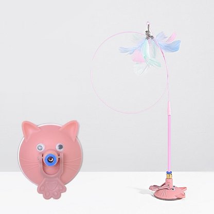 Interactive cat toy with natural bird feathers