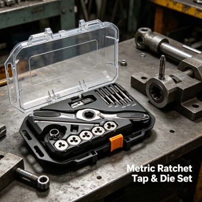 Metric Ratcheting Tap and Die Set (15-Piece)