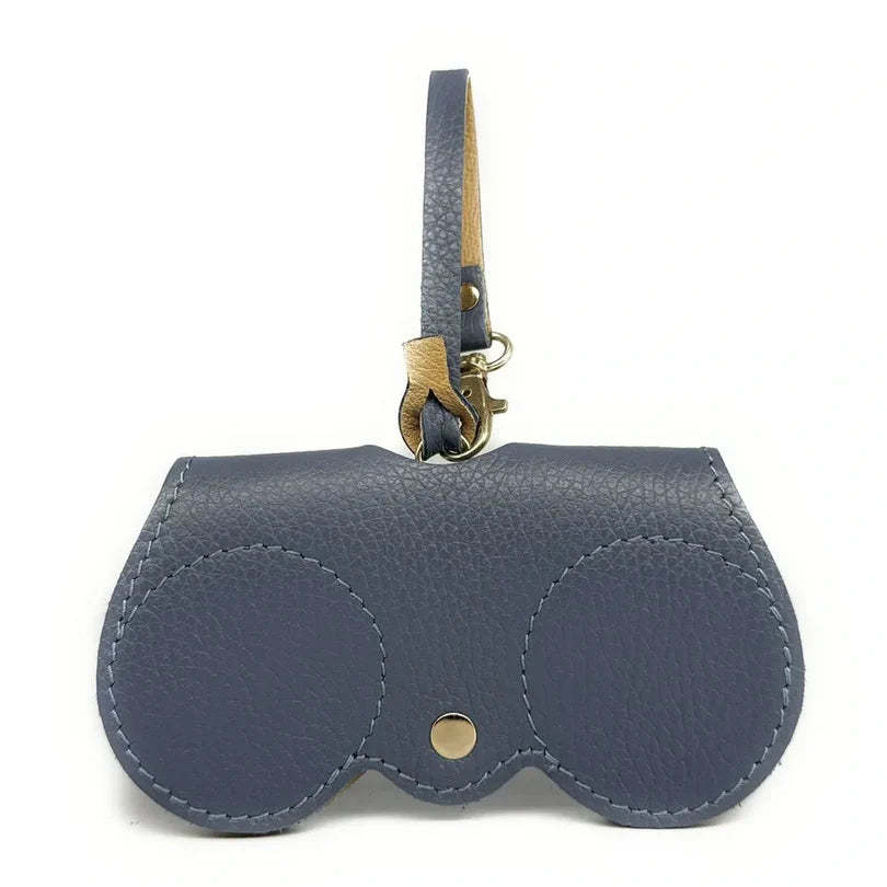 Peanut-colored grained leather eyeglass case