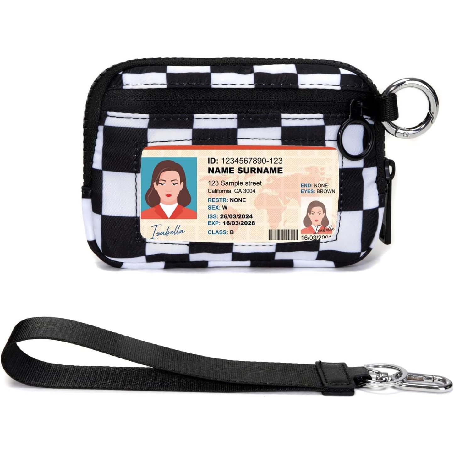 Keychain Wallet for Women – Mini Zip Card Holder with ID Window & Coin Purse