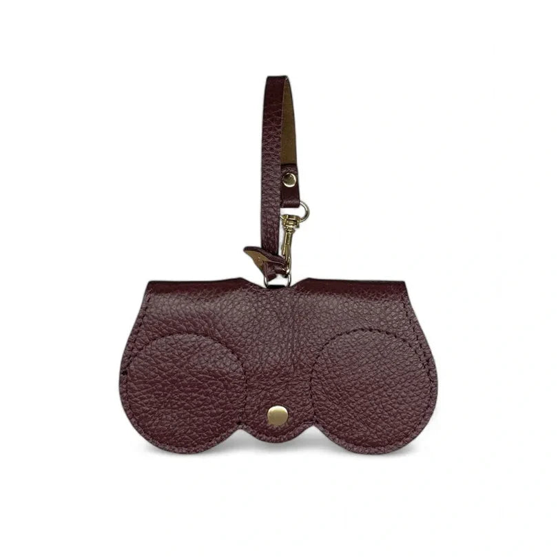 Peanut-colored grained leather eyeglass case