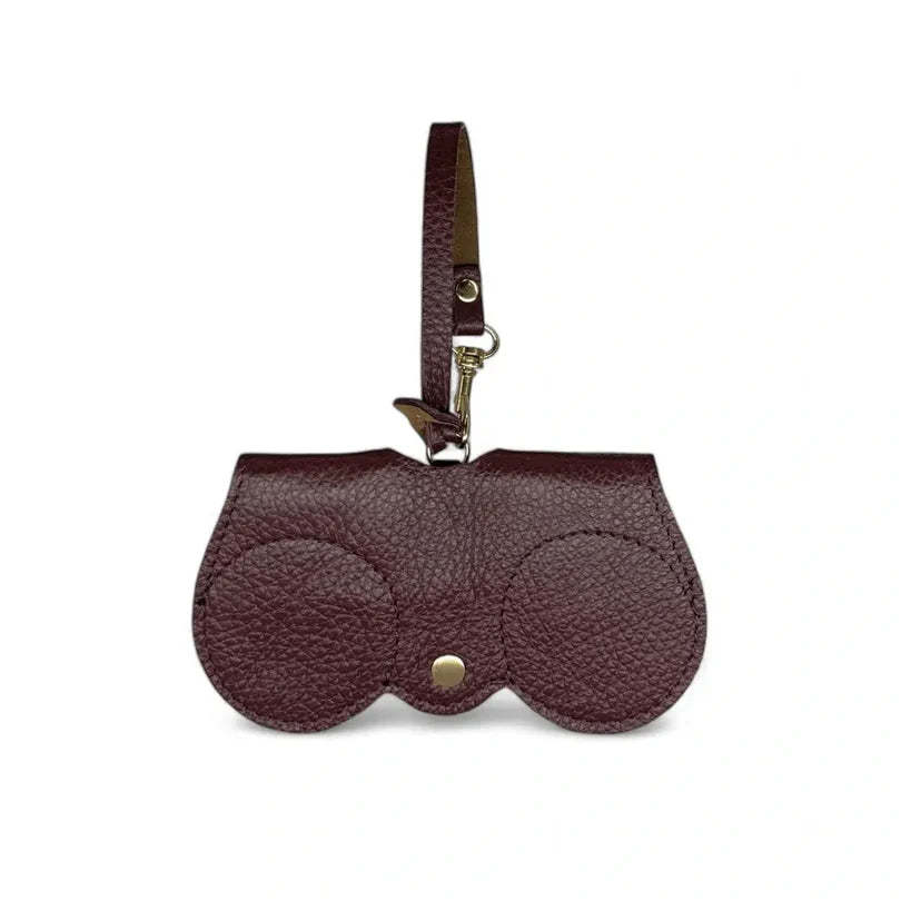 Peanut-colored grained leather eyeglass case