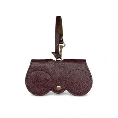 Peanut-colored grained leather eyeglass case