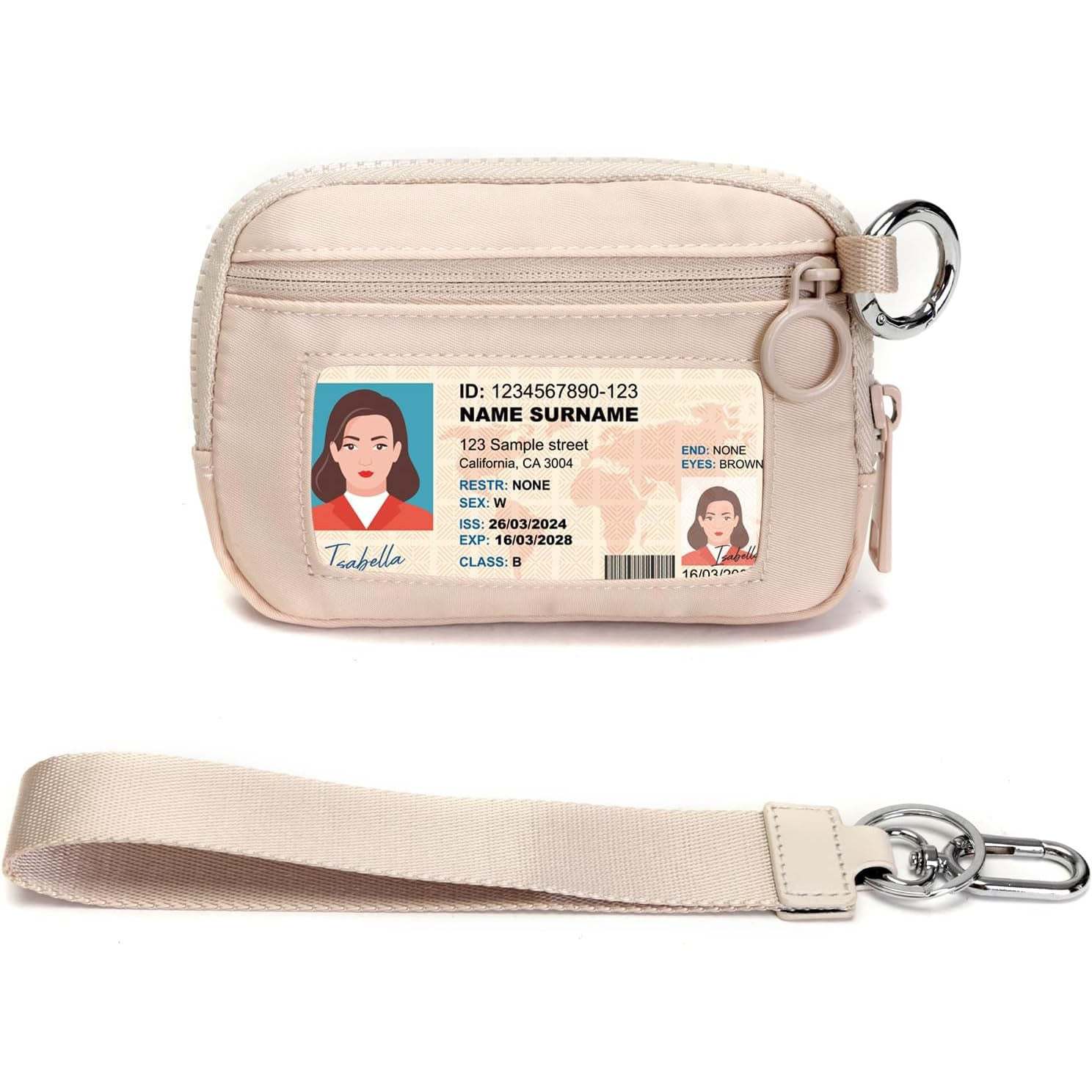 Keychain Wallet for Women – Mini Zip Card Holder with ID Window & Coin Purse