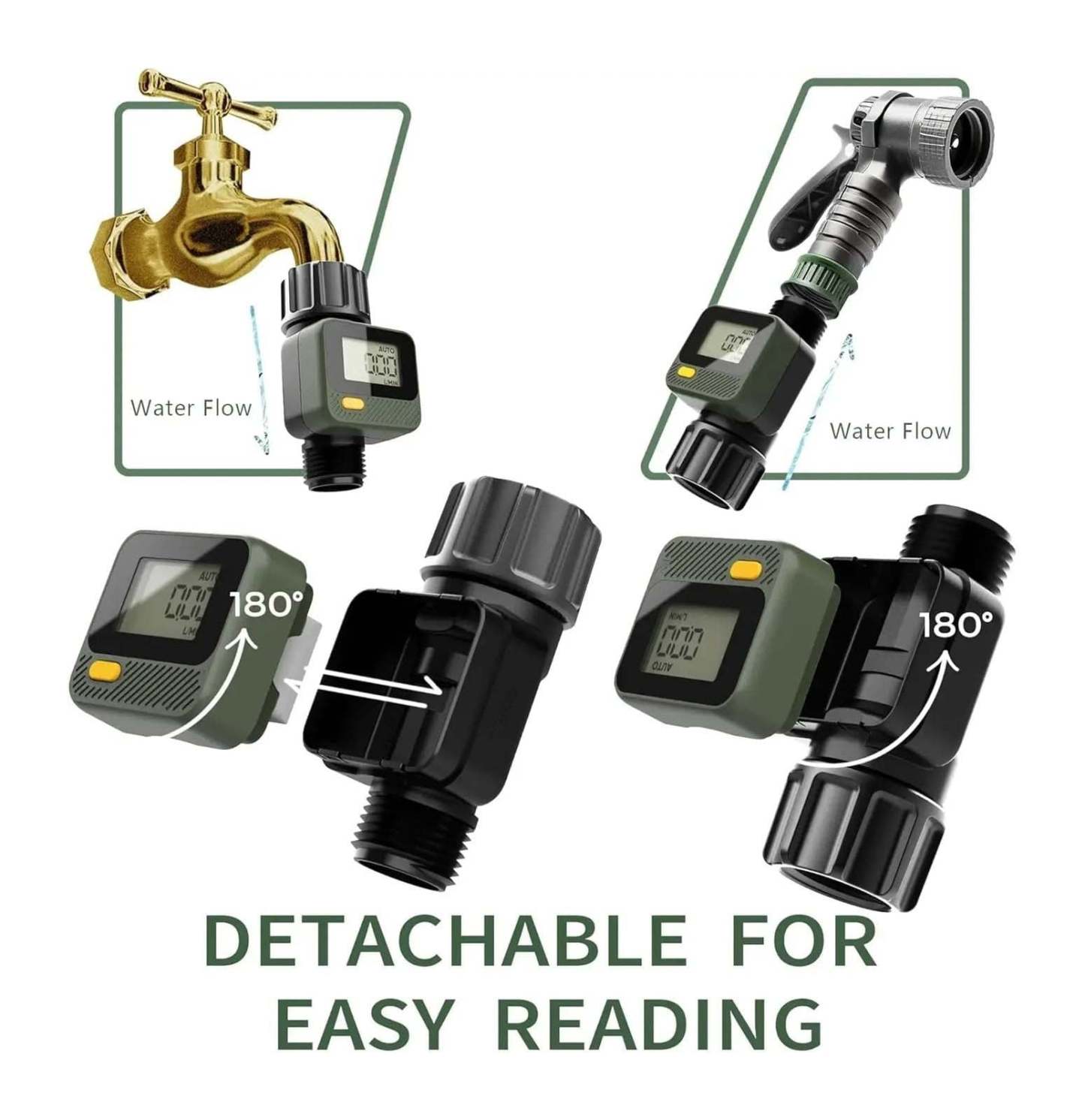 Digital water flow meter for high-precision measurement of outdoor garden watering