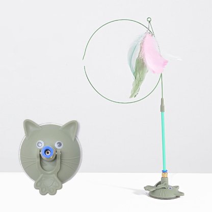 Interactive cat toy with natural bird feathers