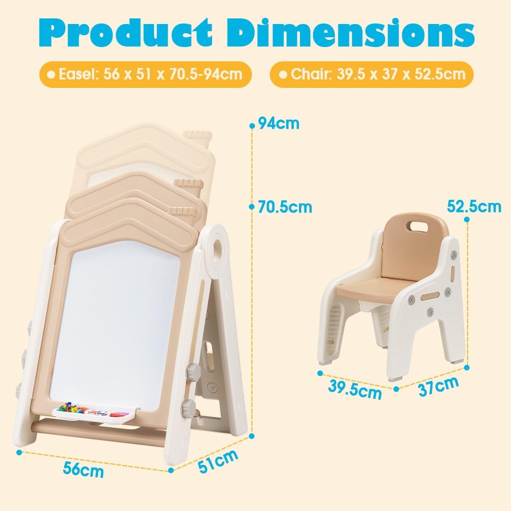 3-in-1 Kids Creative Easel - Height Adjustable Kids Art Easel with Painting Accessories for Toddlers Boys and Girls